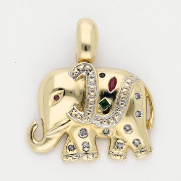 Hanger - 14 karaat Geel goud - Diamant -
