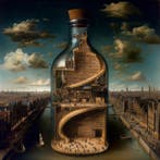 Le Yack - The Library Within the Bottle - Hand signed, Antiek en Kunst