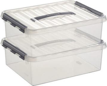 Sunware Q-line Opbergbox Transparant/Grijs 10 liter Set van, Ophalen of Verzenden, Nieuw