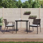 vidaXL 3-delige Tuinset met kussens poly rattan en staal, Tuin en Terras, 2 zitplaatsen, Nieuw, Tuinset, Verzenden