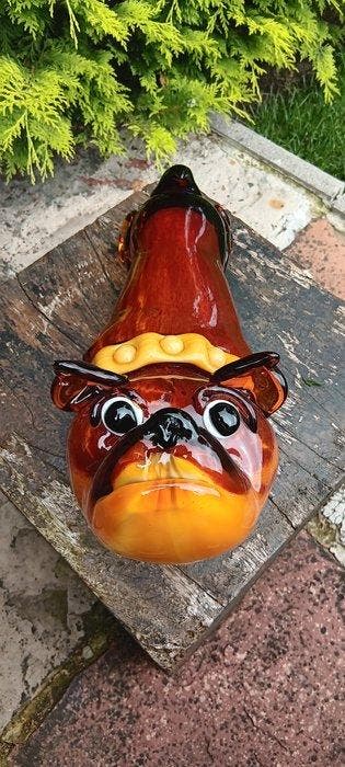 sculptuur, XXl-Glazen Bull dog in murano stijl 40 cm - 27 cm
