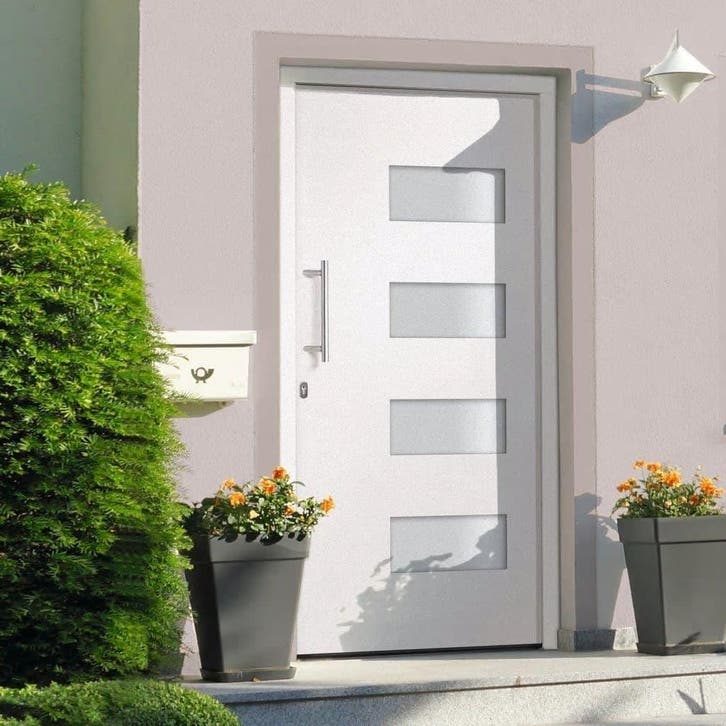 vidaXL Voordeur 110x210 cm aluminium en PVC wit, Doe-het-zelf en Verbouw, Deuren en Horren, Nieuw, Verzenden