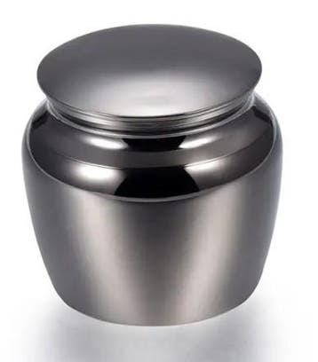 Mini urn rvs klassiek klein gun metal (graveren mogelijk), Nieuw