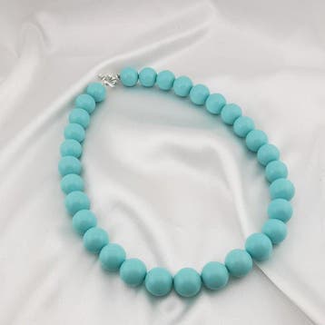 Turquoise - Zilver - Halsketting - ambachtelijke verwerking