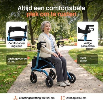 2dekans | Brixy Rollator - Lichtgewicht & Opvouwbaar - 360°, Diversen, Ophalen of Verzenden, Zo goed als nieuw