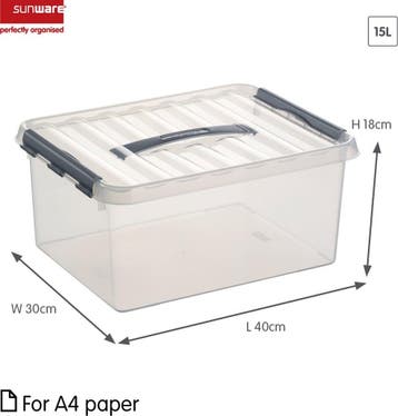 Sunware Q-line Opbergbox Transparant/Grijs 15 liter Set van, Ophalen of Verzenden, Nieuw