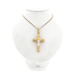 Bicolor gouden hanger van een kruis met corpus, Ophalen of Verzenden, Gebruikt, Goud, Overige merken