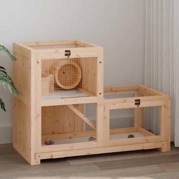vidaXL Hamsterkooi 81x40x60 cm massief vurenhout, Verzenden, Nieuw