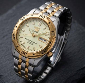 Seiko - 5 Sports Automatic 100 M – Two-Tone (Steel & Gold) –