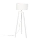 Vloerlamp tripod wit hout met witte kap 50 cm - Puros, Huis en Inrichting, Lampen | Vloerlampen, Verzenden, Nieuw, Hout, Modern