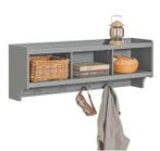 Wandkapstok met Plank – 3 Vakken Organizer en 4 Haken Grijs, Huis en Inrichting, Kasten | Wandmeubels, Verzenden, Nieuw