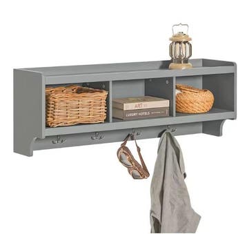 Wandkapstok met Plank – 3 Vakken Organizer en 4 Haken Grijs, Verzenden, Nieuw
