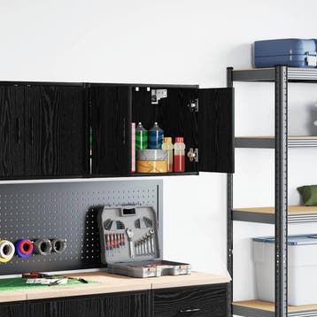 vidaXL Garagewandkast spaanplaat zwart, Verzenden, Nieuw