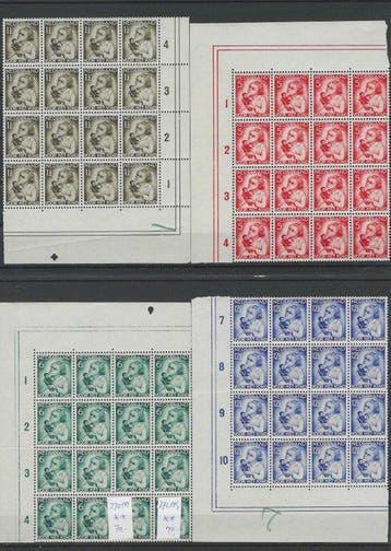 Nederland 1934 - Kinderzegels 1934 in postfrisse blokken van, Gestempeld