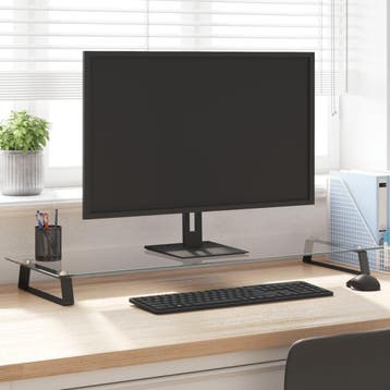 vidaXL Monitorstandaard 100x35x8 cm gehard glas en metaal, Verzenden, Nieuw