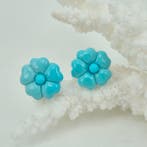Turquoise - Zilver - Oorbellen - Natuurlijk turkoois, Antiek en Kunst