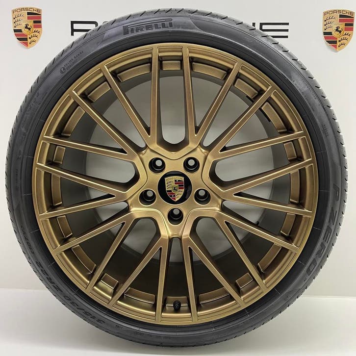 Porsche Cayenne E3 22inch RS Spyder Goud/Brons met banden N0, Auto-onderdelen, Banden en Velgen, Overige maten, 315 mm, Personenwagen