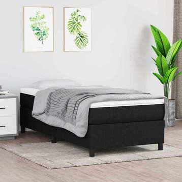 vidaXL Boxspring bed 80x200 cm stof zwart, Eenpersoons, Verzenden, Zwart, Nieuw