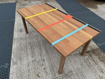 Gymzaalvloer tafel, duurzaam, robuuste tafel, gymzaal vloer., Nieuw, Vijf personen of meer, Overige houtsoorten, Vintage, robuust, duurzaam
