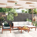 vidaXL 6-delige tuinloungeset met kussens crèmekleurig, Verzenden, Nieuw, Hardhout, Loungeset