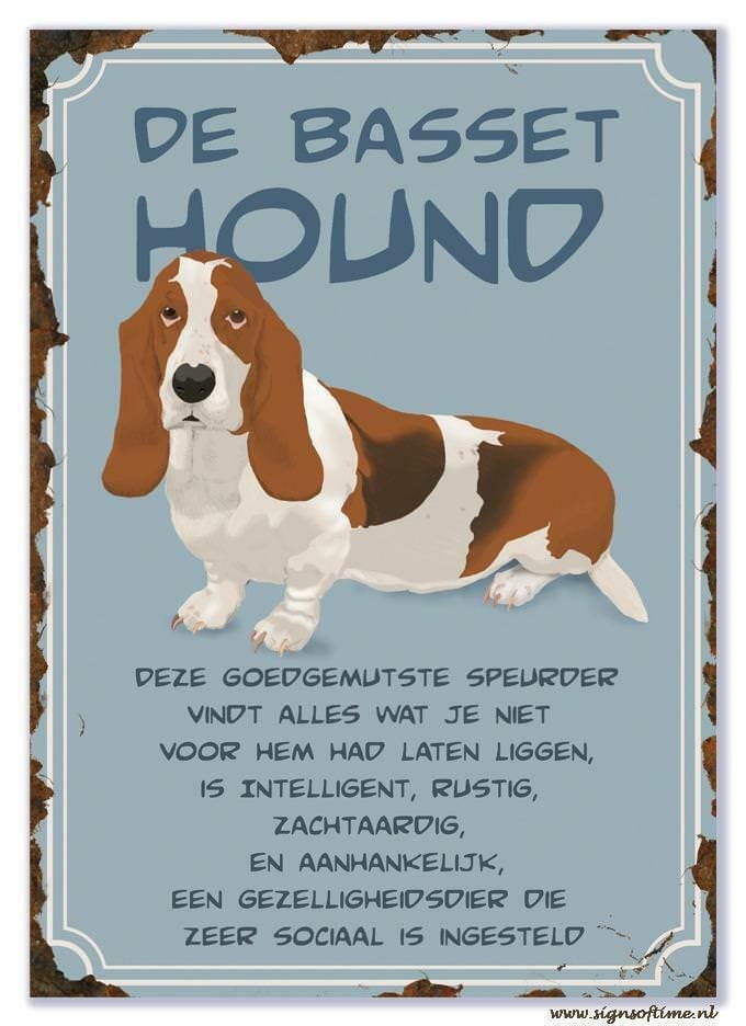 Basset Hound Vintage Deco bord, Verzamelen, Dierenverzamelingen, Overige typen, Nieuw, Hond of Kat, Verzenden