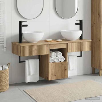 vidaXL Badkamermeubelset 3 st Artisanaal eiken Bewerkt hout, Verzenden, Nieuw