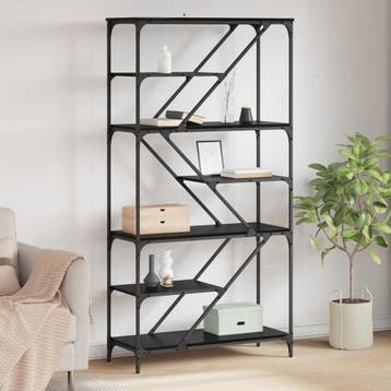 vidaXL Boekenkast Zwart Eiken 91 x 36 x 176 cm Bewerkt hout, Minder dan 50 cm, Verzenden, Nieuw, 150 tot 200 cm