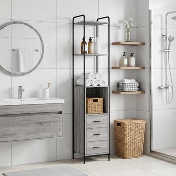 vidaXL Badkamerkast Grijs Sonoma 40 x 36 x 200,5 cm Bewerkt, Huis en Inrichting, Verzenden, Nieuw
