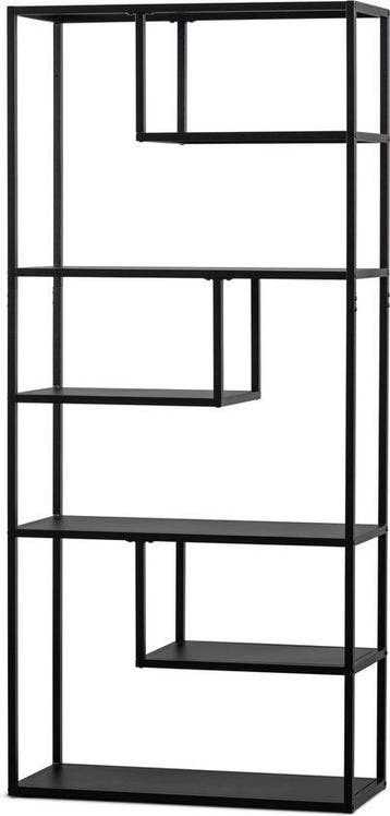 WOOOD Teun Vakkenkast - Metaal - Zwart - 188x85x35 cm, Huis en Inrichting, Verzenden, Nieuw