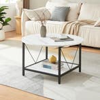 Salontafel Filem rond Ø80 cm marmerlook wit en zwart [en.cas, Huis en Inrichting, Tafels | Salontafels, Verzenden, Nieuw