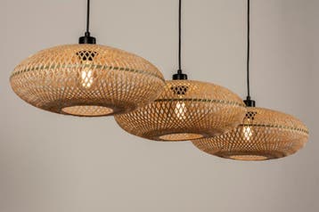 Rietveld Hanglampen - Bruin, Naturel - Metaal, Rotan, Huis en Inrichting, Verzenden, Nieuw