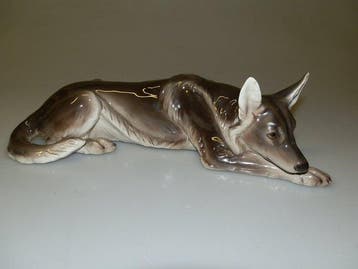 Goldscheider - Beeld, Cane pastore accovacciato - 32 cm -