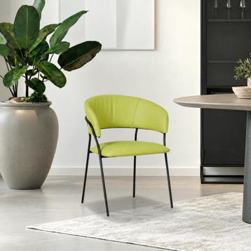 Leren eetkamerstoel met armleuning Glow - Toledo Lime, Huis en Inrichting, Ophalen of Verzenden, Nieuw, Overige kleuren, Leer
