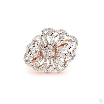 Ring - 14 karaat Roségoud - 1.11ct. tw. Diamant (Natuurlijk), Nieuw