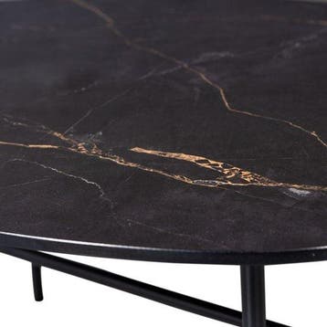 WOOOD Vajen Salontafel - Marmeren Look - Zwart - 34x80x60, Verzenden, Nieuw