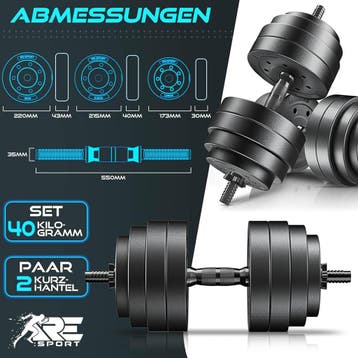 Dumbells set - Gewichten set - Halterset - Verstelbaar - 40, Verzenden, Zo goed als nieuw