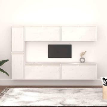vidaXL Tv-meubelen 6 st massief grenenhout wit, Huis en Inrichting, Minder dan 50 cm, Verzenden, Nieuw, Minder dan 100 cm