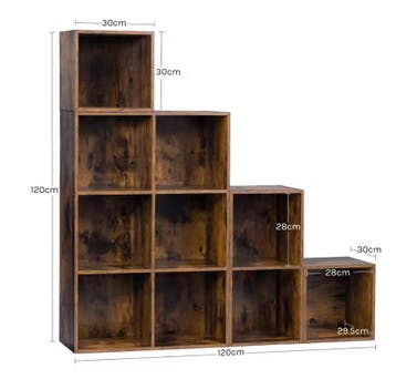 Boekenrek met 10 Open Vakken – Houten Wandkast, Verzenden, Nieuw