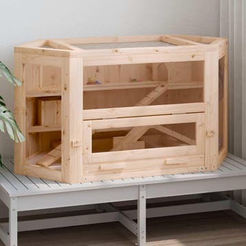 vidaXL Hamsterkooi 80x40x43 cm massief vurenhout, Dieren en Toebehoren, Verzenden, Nieuw