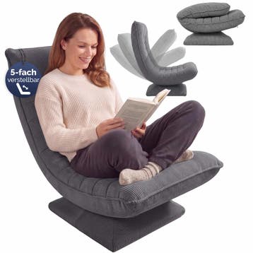 Fauteuil Aberdeen grijs ribstof 5-standen verstelbaar 360..., Verzenden, Nieuw