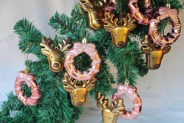 kerstkrans en rendier hoofdjes kerstornamenten - Kerstballen, Nieuw