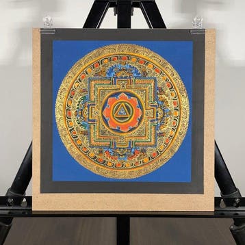 Painting of Tibetan Tradition - Mandala Yantra with Om, Antiek en Kunst
