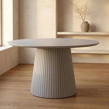 Ronde eettafel Solana Taupe Mangohout 130 cm | Starfurn, Ophalen of Verzenden, Nieuw