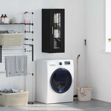 vidaXL Wandkast Zwart Eiken 34,5 x 34 x 90 cm Geengineerd, Huis en Inrichting, Kasten | Buffetkasten, Minder dan 50 cm, Verzenden