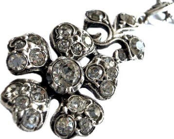 Zilver, Vintage Zweedse bloemvormige hanger met ketting, 850, Antiek en Kunst