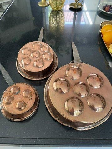 Pan (3) - Koper, smeedijzer - roodkoperen poffertjespan