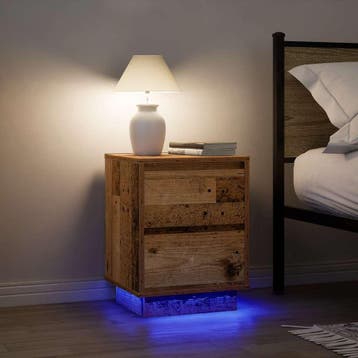 vidaXL Nachtkastjes met led-verlichting 2 st 38x34x50 cm oud, Minder dan 45 cm, Verzenden, Nieuw, Minder dan 55 cm
