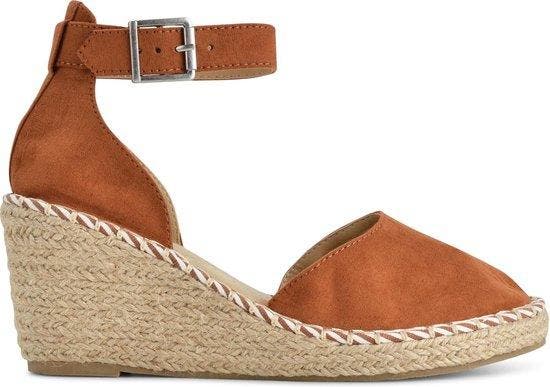 PS Poelman - 41 - Espadrilles met Sleehak - Enid - Cognac, Kleding | Dames, Schoenen, Verzenden
