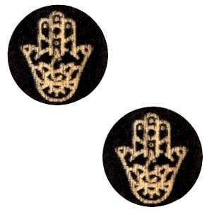 2 x Houten cabochon Hamsa hand van Fatima 12mm Black, Ophalen of Verzenden, Nieuw, Kraal