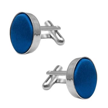 Fako Bijoux - Manchetknopen - Staal & Zijde - Ø 16mm - Royal, Verzenden, Nieuw